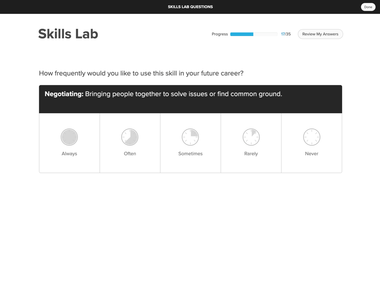 example of skills lab survey question