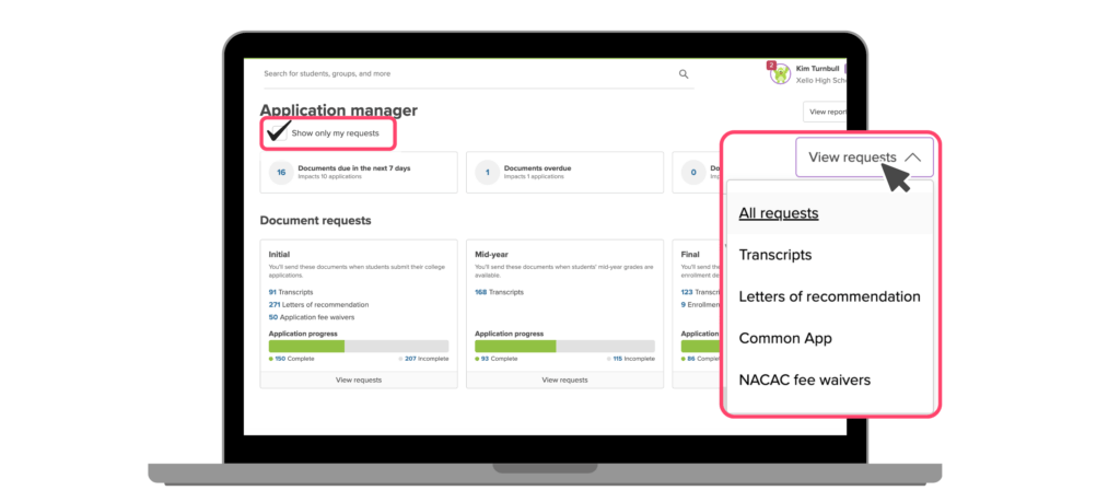 college applications dashboard
